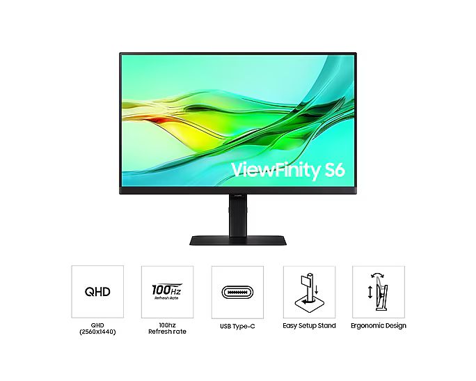 Samsung ViewFinity S6 S24D600UAU - S60UD Series - LED-Monitor - USB - 61 cm (24")