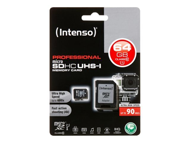 Intenso Flash-Speicherkarte (microSDXC-an-SD-Adapter inbegriffen)