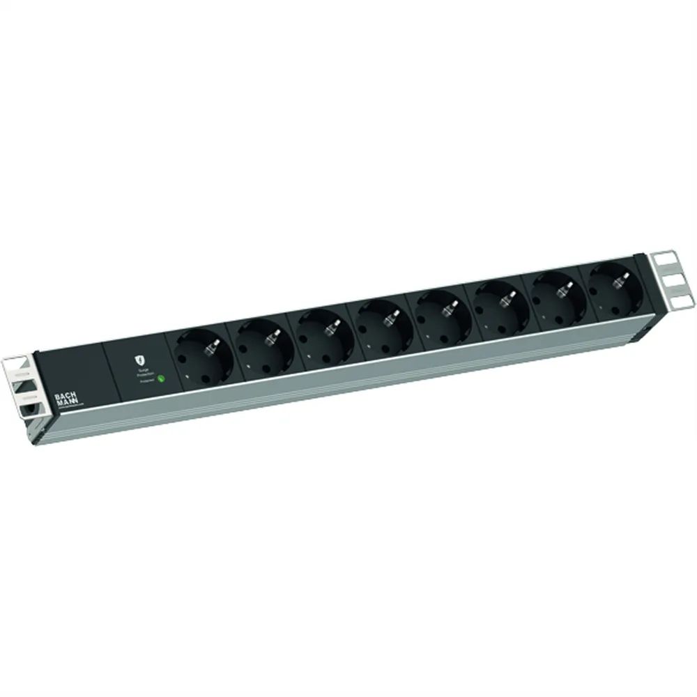 BACHMANN 19" 1HE 8xCEE7/3 RAL7035 1xSPD-Plus 2,0m CEE7/7
