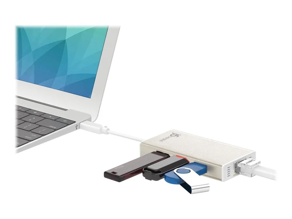 j5create JCH471 - Netzwerkadapter - USB-C - Gigabit Ethernet x 1 + USB 3.0 x 3