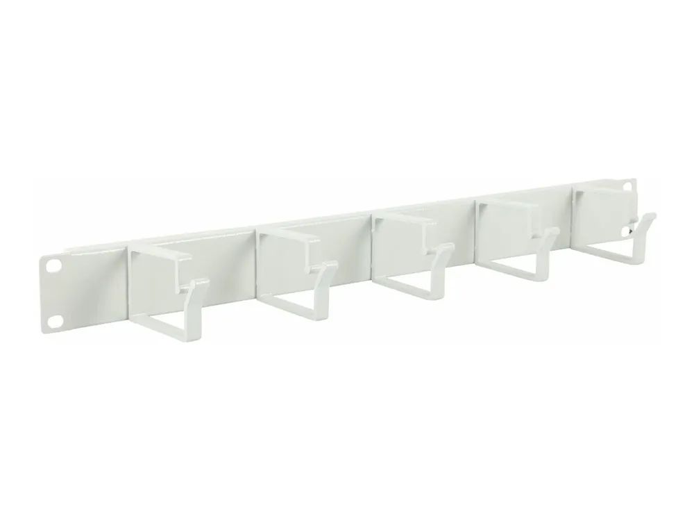 Lanview by Logon - Rack-Kabelorganizer (horizontal / vertikal) - 5 hooks - weiß, RAL 7035 - 1U - 48.3 cm (19")