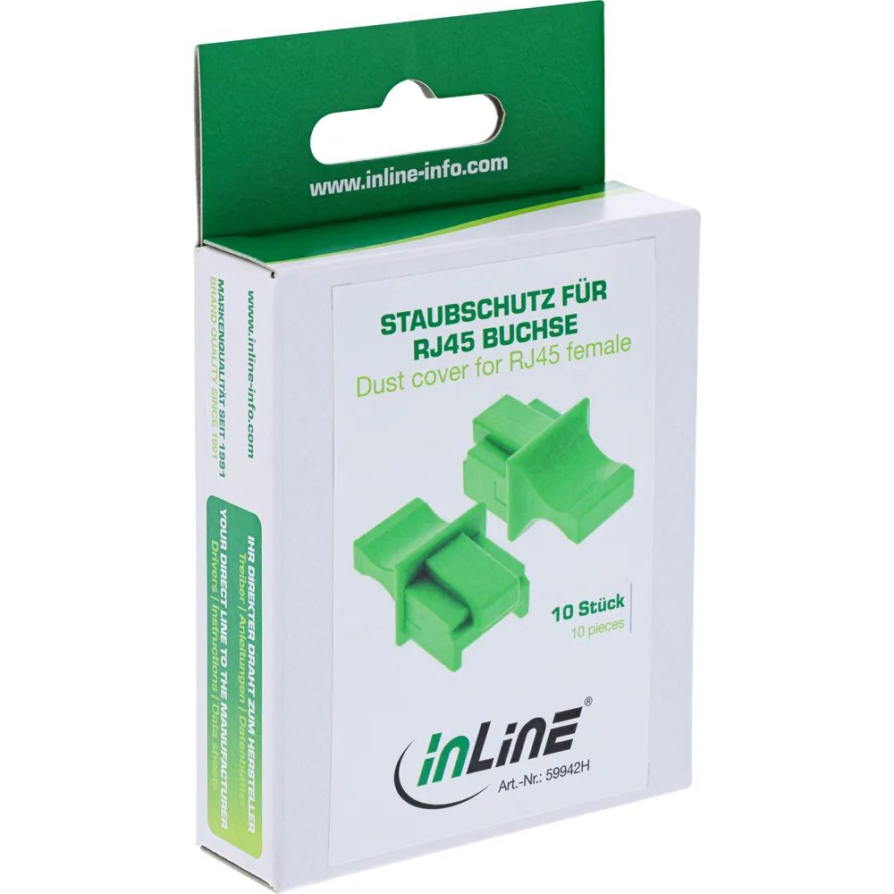 InLine Staubschutzkappen für RJ45 Buchsen - grün - 10 Stück