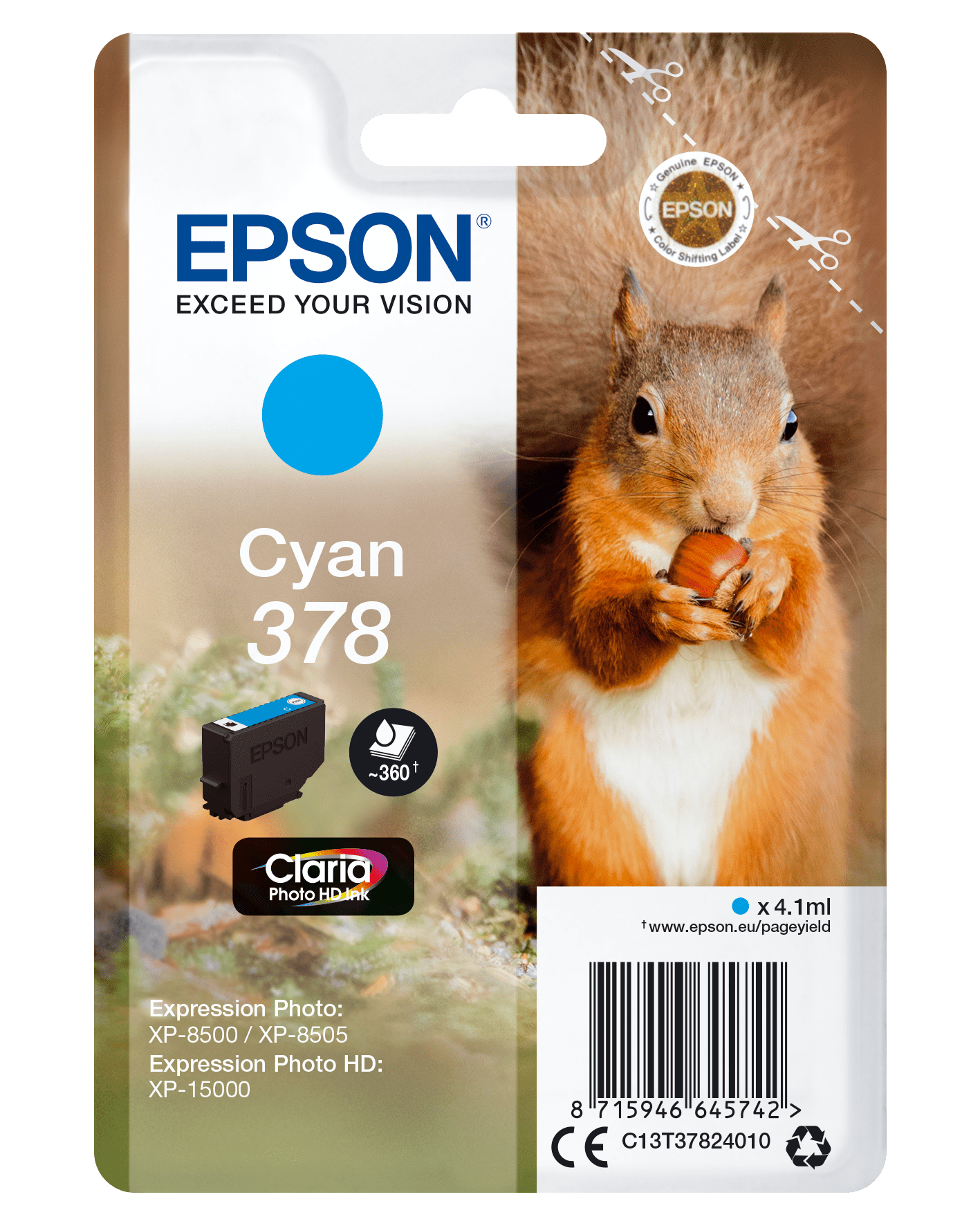 Epson 378 Tinte Eichhörnchen Single, cyan