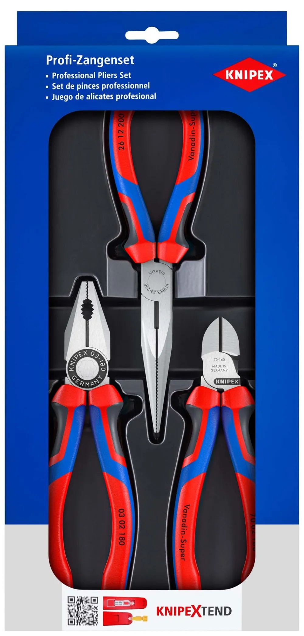 KNIPEX Montage-Paket 1 x 03 02 180, 1 x 26 12 200, 1 x 70 02 160