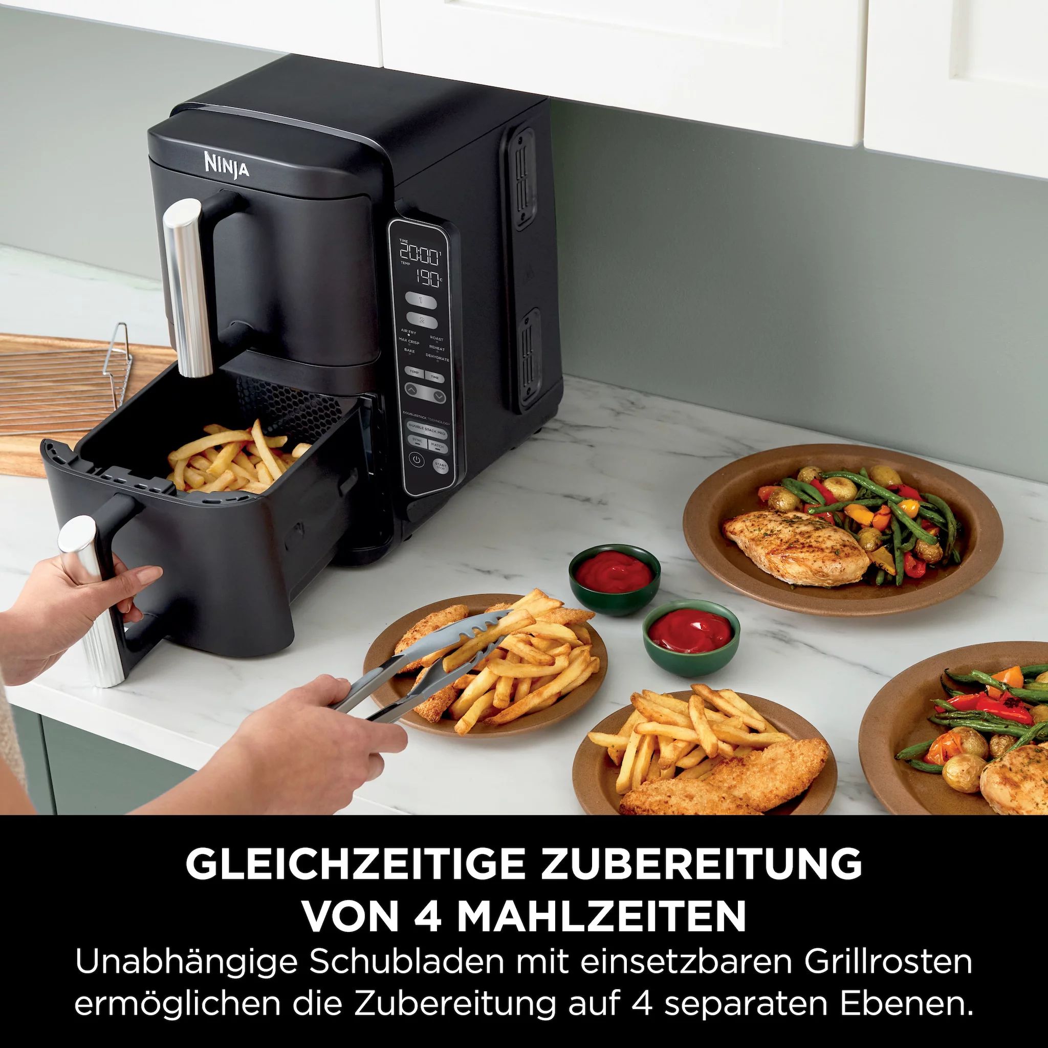 Ninja Double Stack 2-Ebenen Heißluftfritteuse 7,6 L - SL300EU