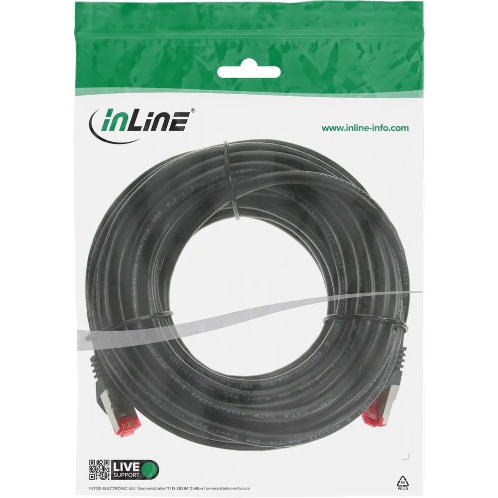 InLine Patchkabel - S/FTP (PiMf) - Cat.6 - 250MHz - PVC - Kupfer - schwarz - 10m