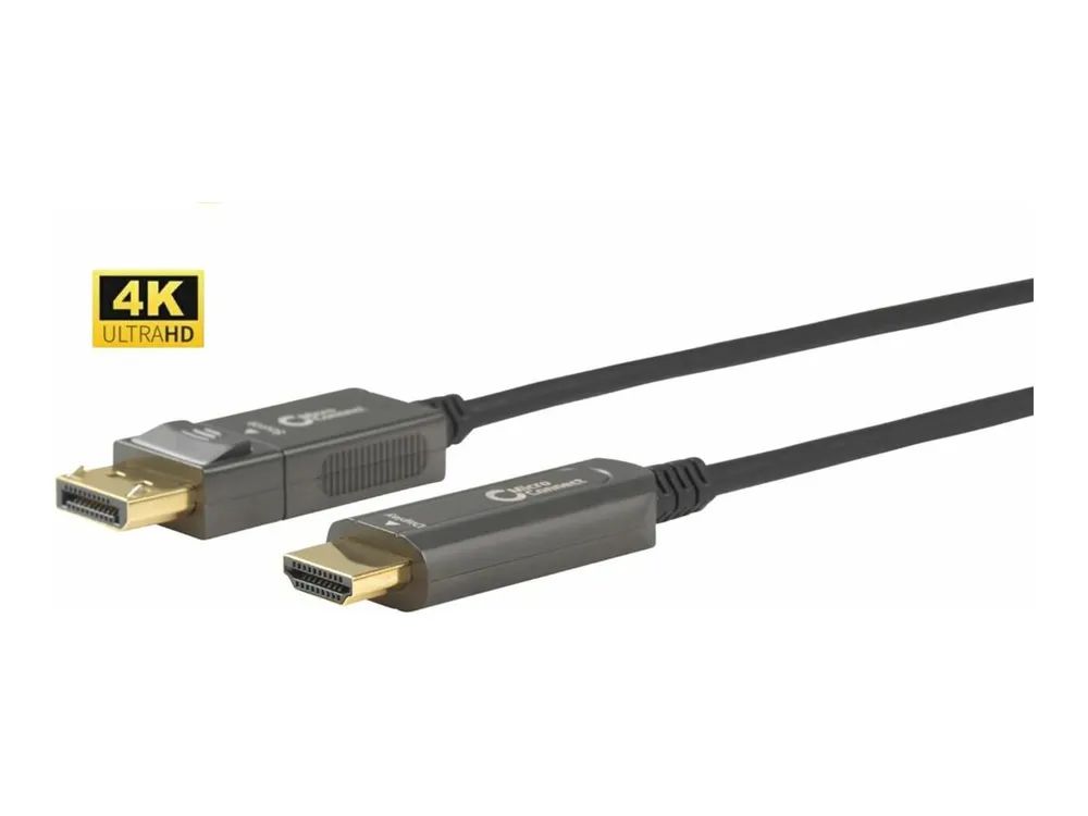 MicroConnect Premium - Adapterkabel - DisplayPort männlich zu HDMI männlich - 30 m - Hybrid Kupfer/Kohlefaser - Schwarz - unterstützt 4K 60 Hz (4096 x 2160)