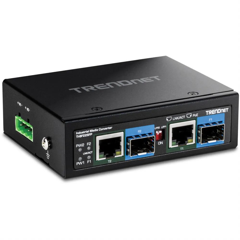 TRENDnet TI-BF22SFP - Version v1.0R - Medienkonverter - 1GbE - 2 Anschlüsse - 2 x RJ-45 / 2 x SFP (mini-GBIC)
