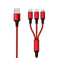 2GO 3in1 USB Ladekabel Micro-USB Apple TypeC Nylon rot - Kabel - Digital/Daten