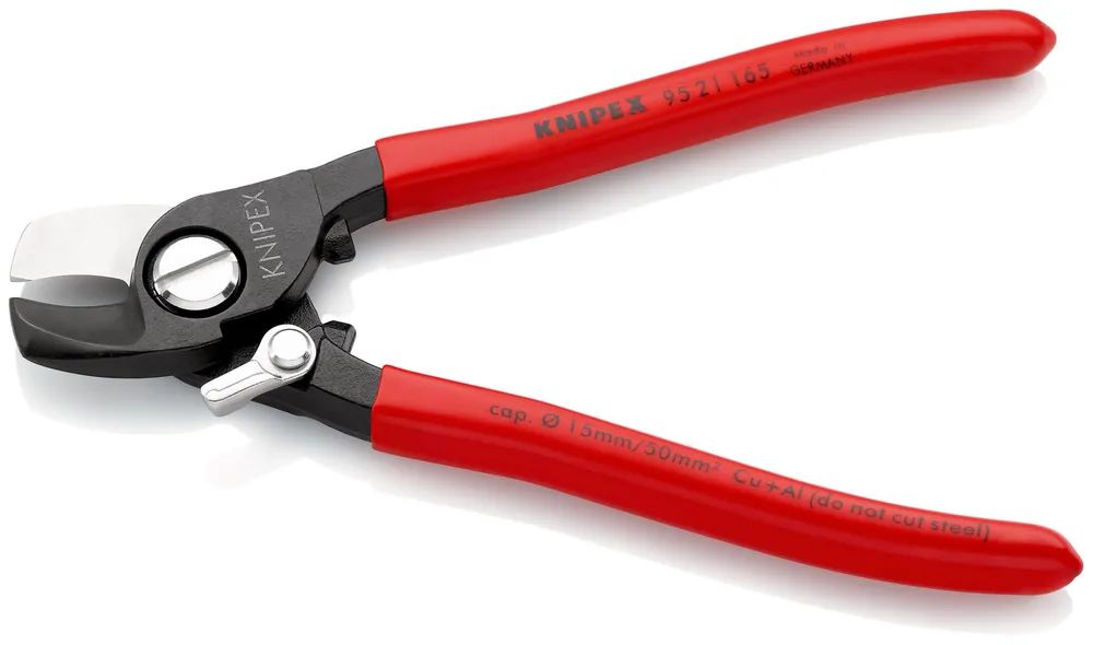 KNIPEX Kabelschere mit Öffnungsfeder mit Kunststoff überzogen brüniert 165 mm