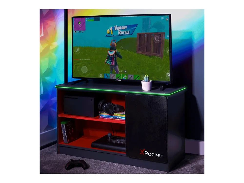 XRocker X Rocker Carbon-Tek - Schrankeinheit - für LCD-Display / AV-System - with led lights - Holz - Grau, Rot - Bildschirmgröße: 106.7 cm (42")