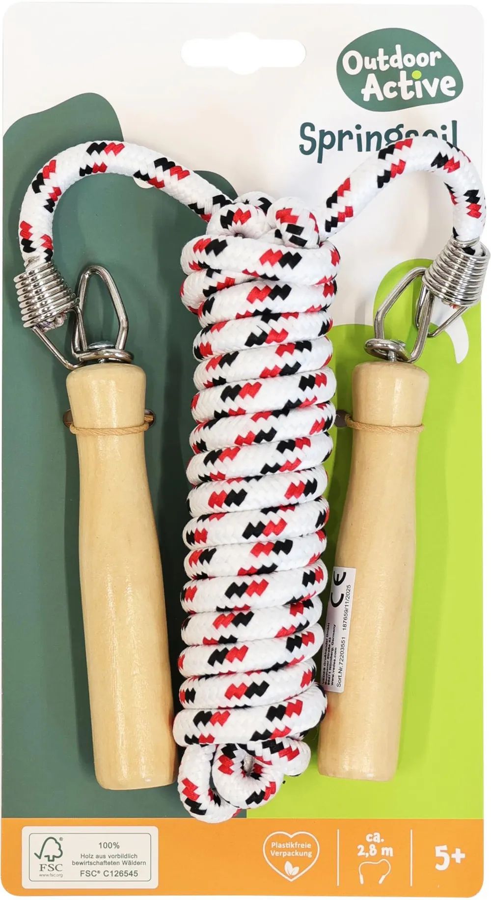 VEDES Großhandel GmbH - Ware OA Springseil mit Holzgriffen, L280cm
