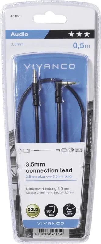 Vivanco Audiokabel, Klinke 3.5mm St. -Klinke 3.5mm Winkelst. 0,5m