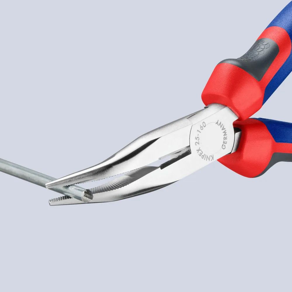 KNIPEX Flachrundzange mit Schneide (Radiozange) mit Comfort-Griffen verchromt 165 mm