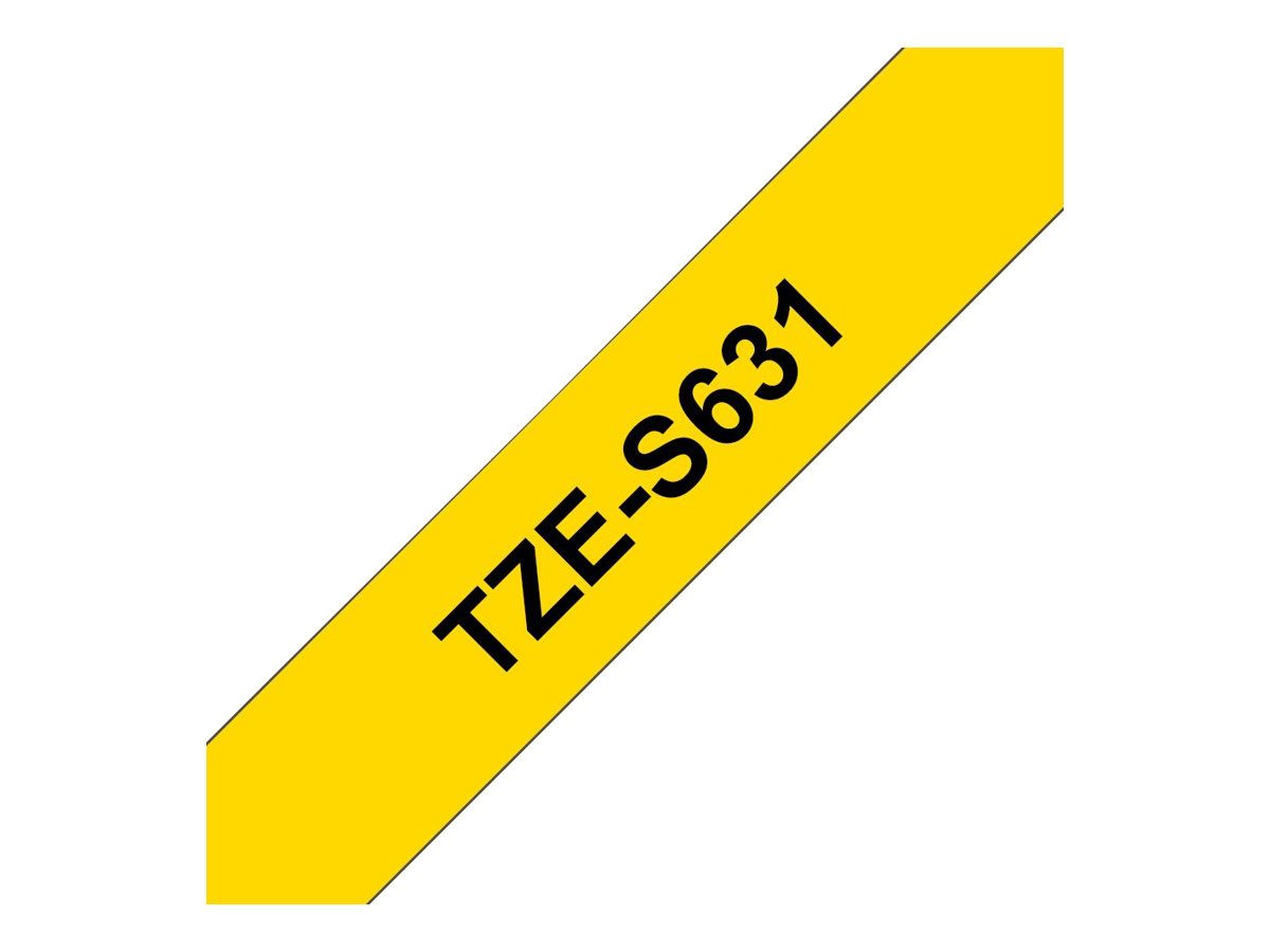 Brother TZe-S631 - Extrem stark haftend - Schwarz auf Gelb - Rolle (1,2 cm x 8 m)