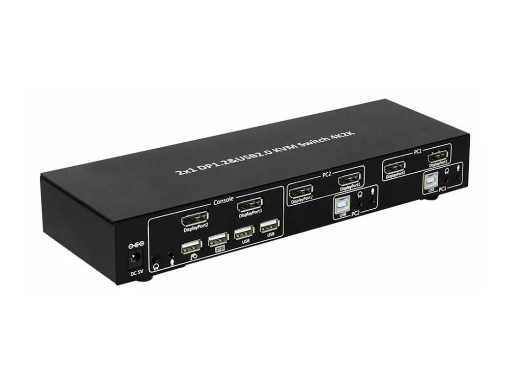 MicroConnect 2x1 DP&USB KVM Switch - KVM-/Audio-/USB-Switch