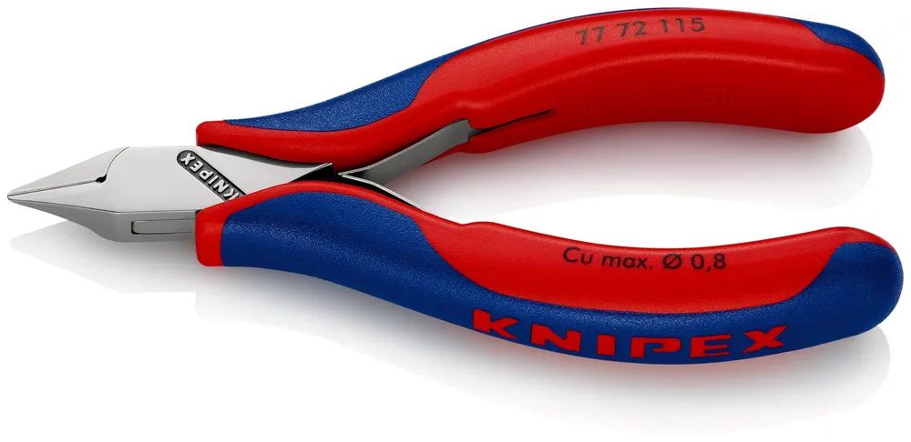 KNIPEX Elektronik-Seitenschneider mit durchgestecktem Gelenk mit Mehrkomponenten-Hüllen 115 mm