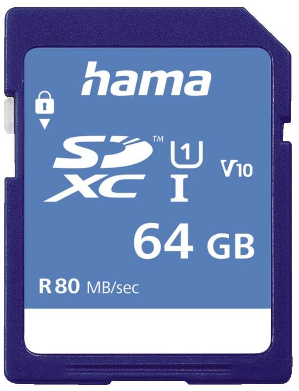 Hama 213110 SDXC 64GB Class 10 UHS-I 80MB/s, Sc