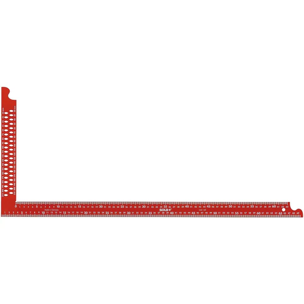 SOLA Zimmermannswinkel ZWCA rot mit Anreißlöcher Schienenlänge 600 x 290 mm