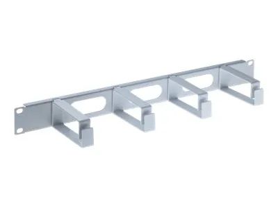 IC Intracom Intellinet Kabelmanagement für 19"-Schränke, 1 HE, 4 große Kunststoffringe, grau - Kabelführungsplatte für Schaltschrank - Grau, RAL 7035 - 1U - 48.3 cm (19")