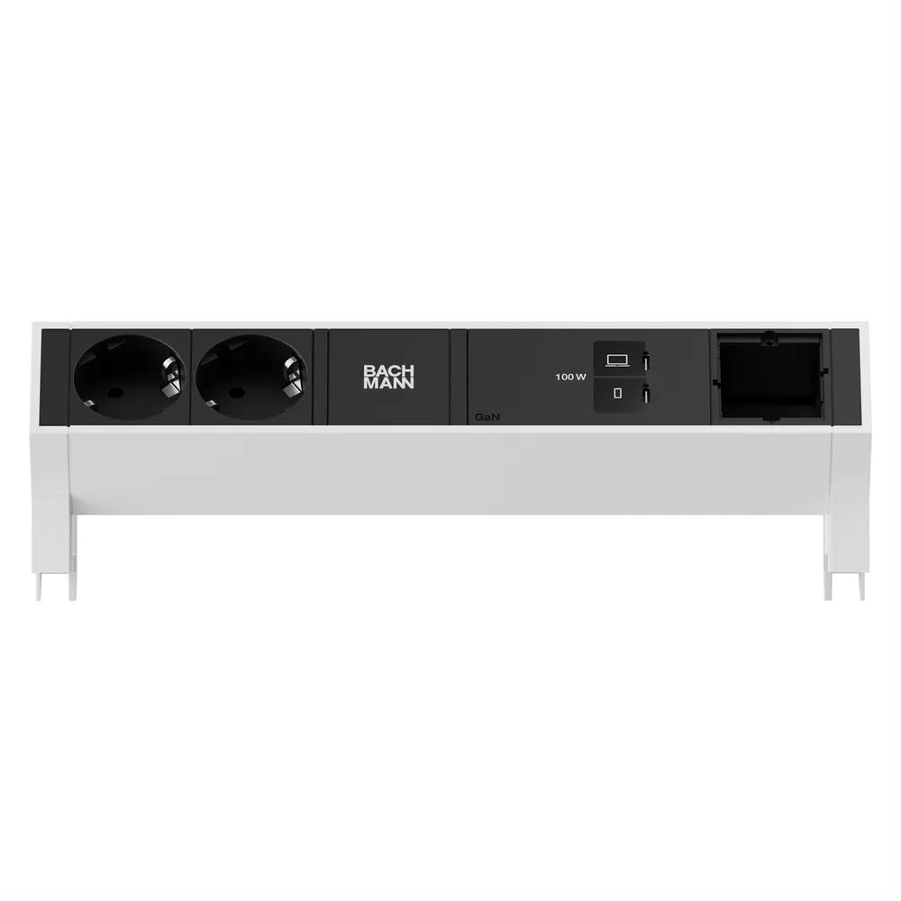 BACHMANN DESK2 2xCEE7/3 1xUSB C/C 100W, 1xCM L=0,2m RAL9010