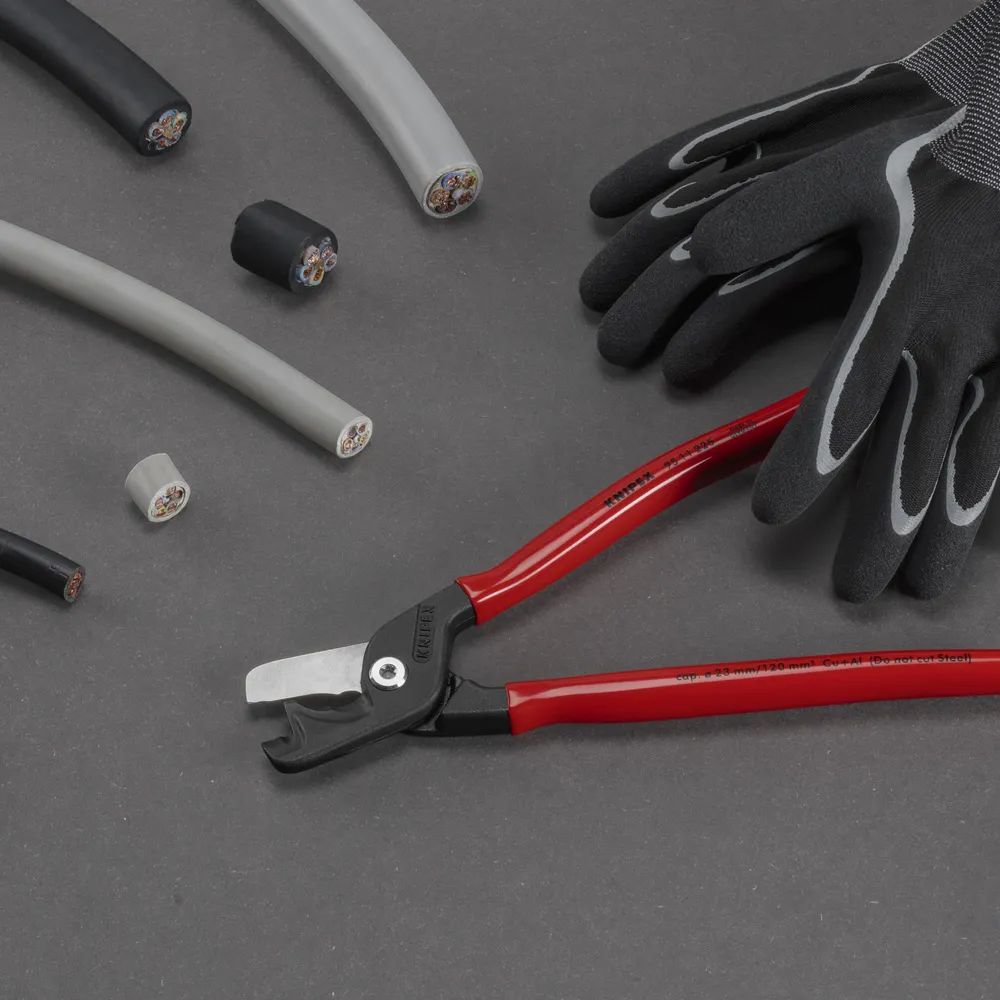 KNIPEX StepCut® XL Kabelschere mit Stufenschnitt mit Kunststoff überzogen brüniert 225 mm