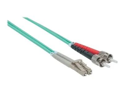 Intellinet Fiber Optic Patch Cable, OM3, ST/LC, 2m, Aqua, Duplex, Multimode, 50/125 µm, LSZH, Fibre, Lifetime Warranty, Polybag - Patch-Kabel - ST multi-mode (M)