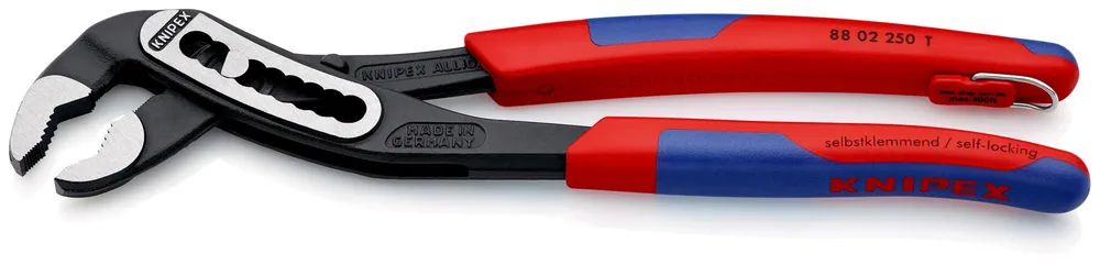 KNIPEX 88 02 250 T Alligator® Wasserpumpenzange mit 2K-Hüllen, mit integrierter Befestigungsöse 250 mm