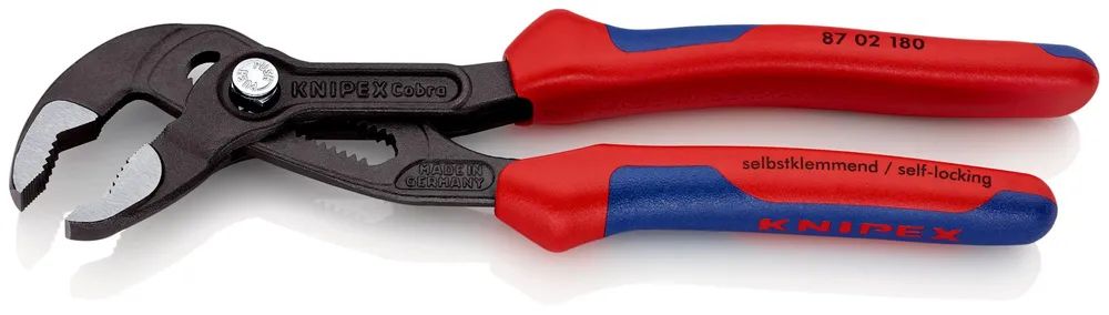 KNIPEX Cobra® Hightech-Wasserpumpenzange mit Mehrkomponenten-Hüllen grau atramentiert 180 mm