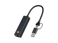 Conceptronic DONN07BA USB-C to Gigabit Network Adapter with 3-Port USB Hub USB-A x 3 - Adapter - Digital/Daten