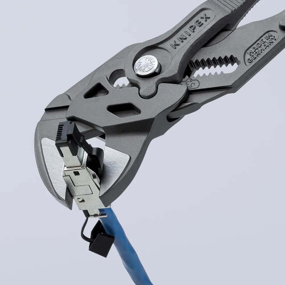 KNIPEX Zangenschlüssel Zange und Schraubenschlüssel in einem Werkzeug mit Mehrkomponenten-Hüllen grau atramentiert 250 mm