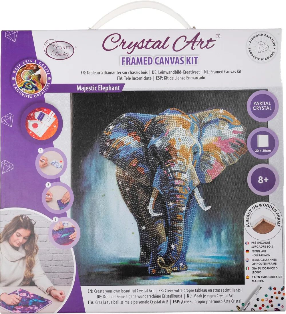 Craft Buddy Ltd. Crystal Art Leinwandbild Elephant 30x30c