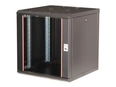 Equip Pro Mount - Schrank Netzwerkschrank - 600x600 mm, mit Glastür, abnehmbare und abschließbare Paneele, montiert - geeignet für Wandmontage - Tiefschwarz (RAL 9005)