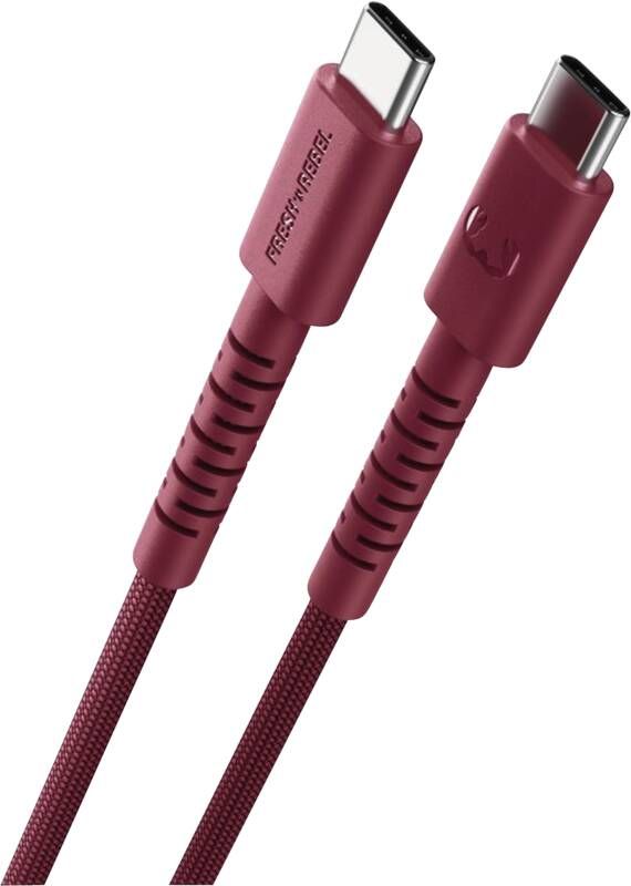 Fresh 'n Rebel USB-C zu USB-C silikon geflochtenes Kabel "FlexWave" 2m, 100W Berry Red