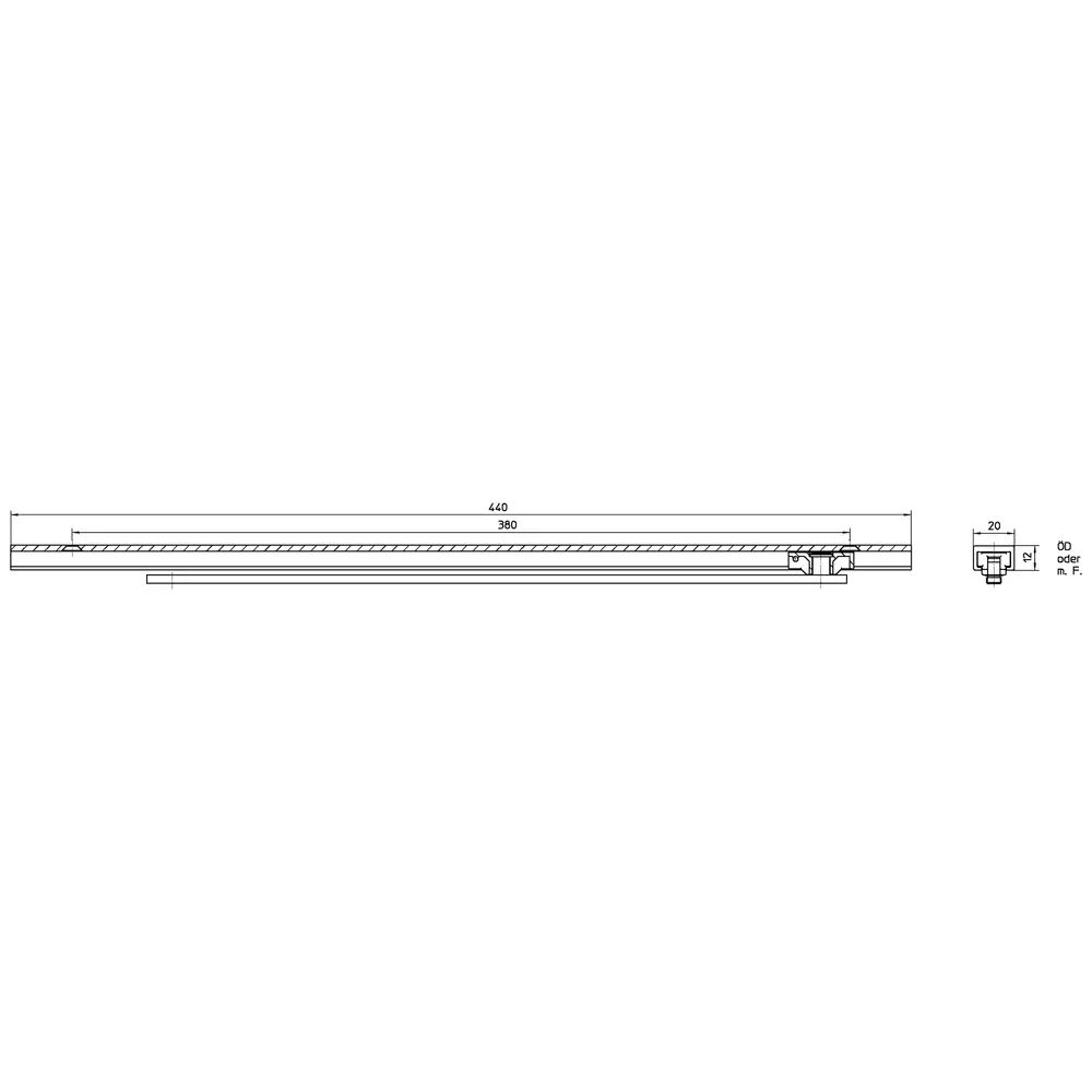 Geze Gleitschiene BOXER ohne Feststellung für Anschlagtüren, 12 mm