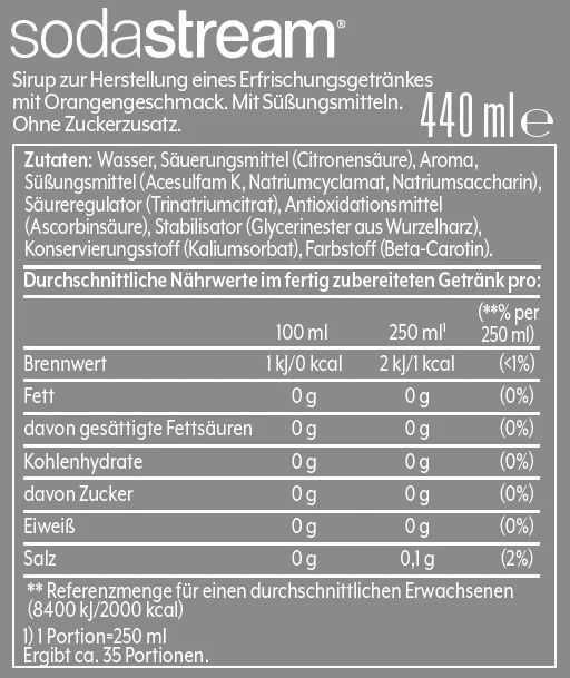 SodaStream Orange ohne Zucker Sirup 440ml  