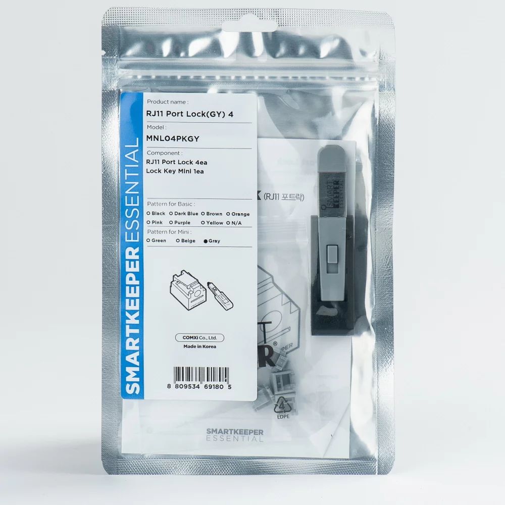 Smart Keeper Mini"RJ11 Port" Blocker grau 4 Stk.+Key