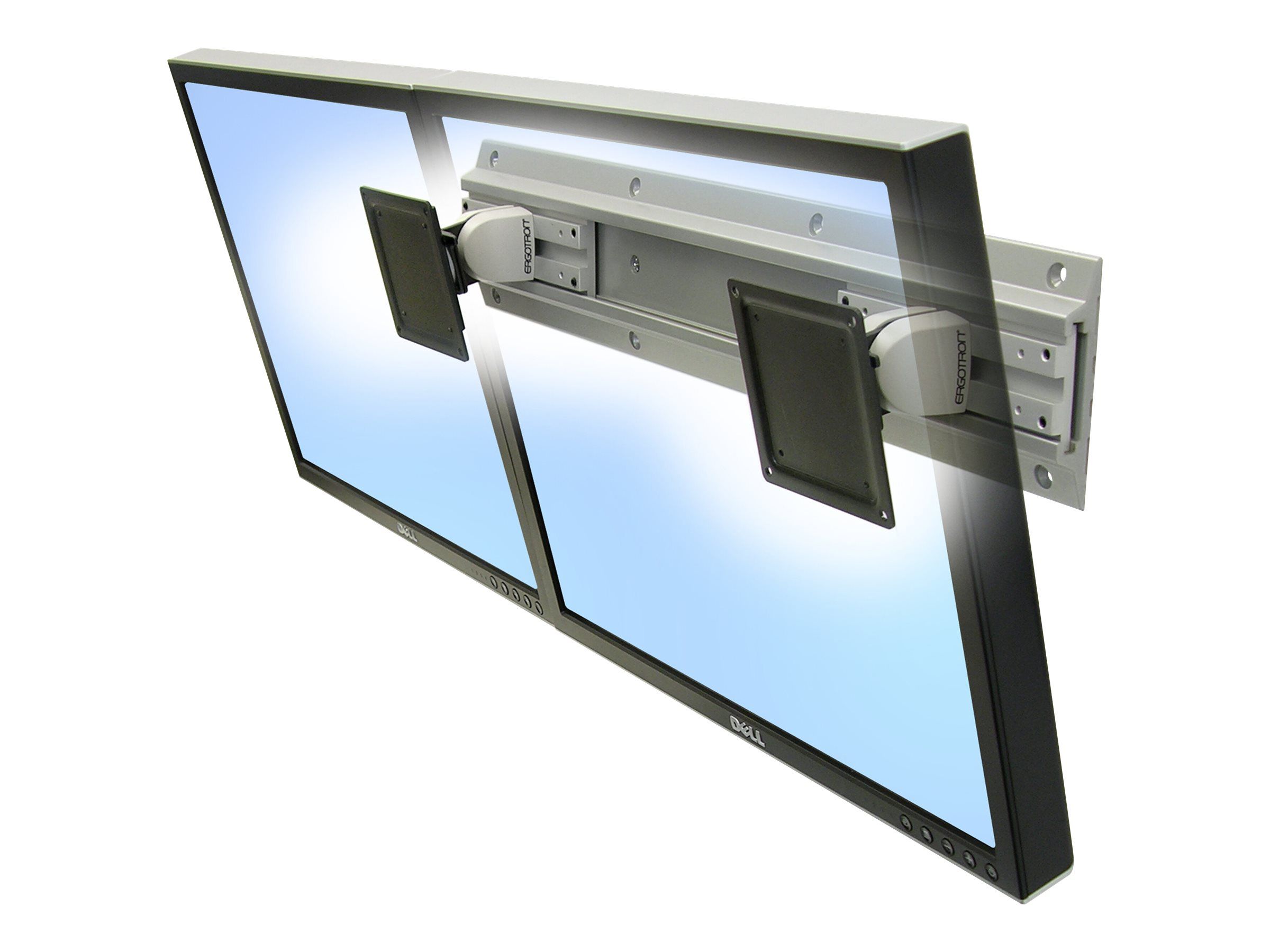 Ergotron Neo-Flex - Befestigungskit (2 Drehgelenke, Wandschiene 26", 2 Rack-Montagehalterungen) - schmal - für 2 LCD-Displays - Grau, Schwarz - Bildschirmgröße: bis zu 61 cm (bis zu 24 Zoll)