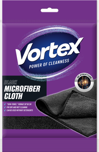 VORTEX Mikrofasertuch Semi-Towel Schwarz 30x50cm 1 Stk