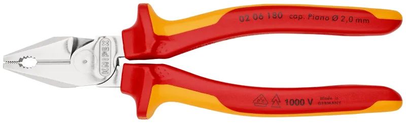 KNIPEX Kraft-Kombizange verchromt 180 mm, VDE-isoliert, 2-K
