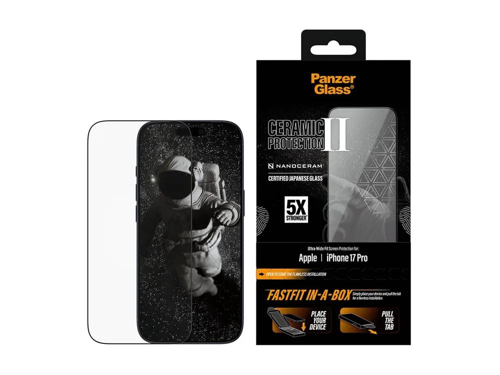 PanzerGlass Ceramic Screen Protector iPhone 17 Pro Ultra-Wide Fit w. FASTFIT