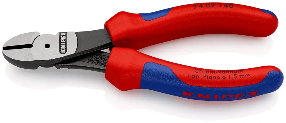 KNIPEX Kraft-Seitenschneider mit Mehrkomponenten-Hüllen schwarz atramentiert 140 mm