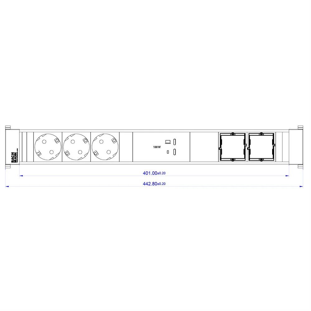 BACHMANN CONFERENCEF XL 3xCEE7/3, 2xCM 1xUSB C/C 100W
