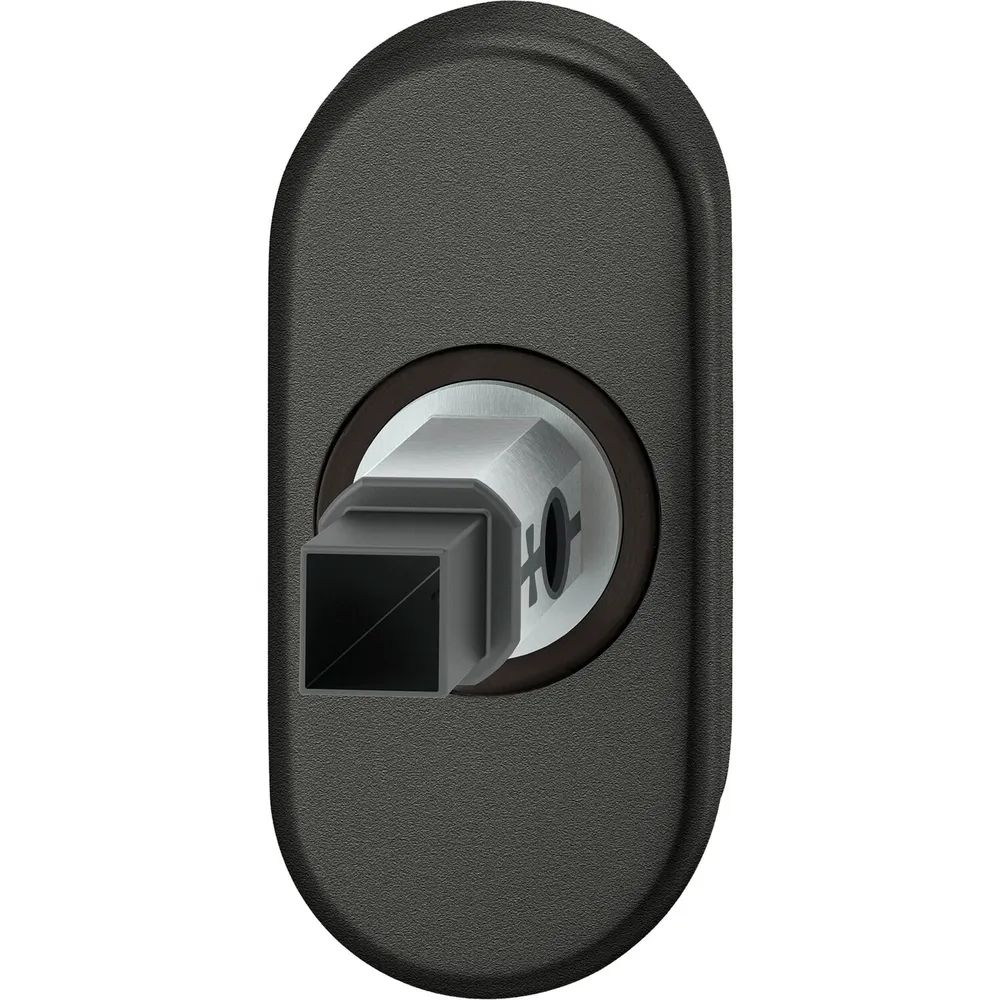 FSB Adapter-Rosette oval Rahmentür, 9 mm, Hochhaltefeder,EN179,Aluminium schwarz