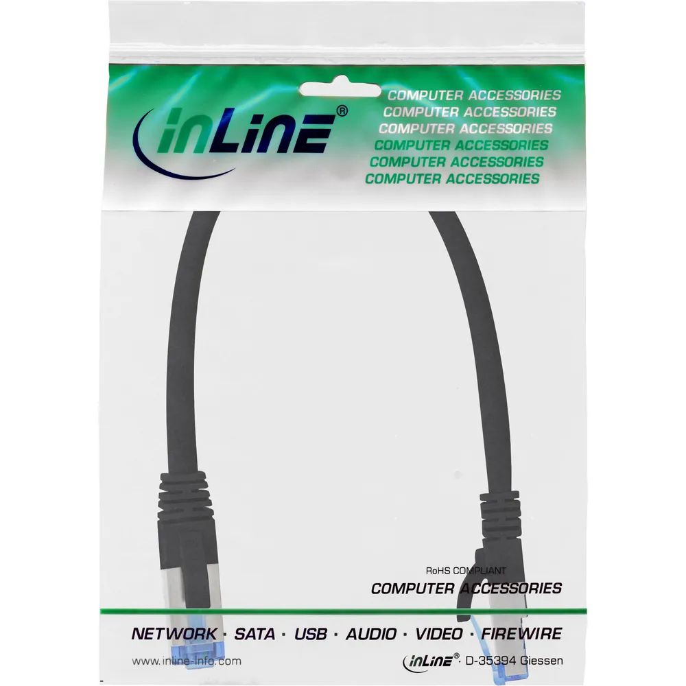 InLine Patchkabel - S/FTP (PiMf) - Cat.6A - halogenfrei - schwarz - 0,25m