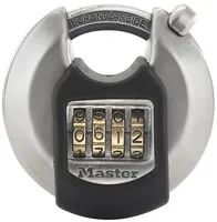MasterLock 70 mm breites - verzinktes Excell Disc Schloss mit verdecktem Bgel; individuell einstellbare Zahlenkombination - Herkömmliches Vorhängeschloss - Zahlenschloss - Schwarz - Edelstahl - Edelstahl - 4 Ziffern - 7 cm