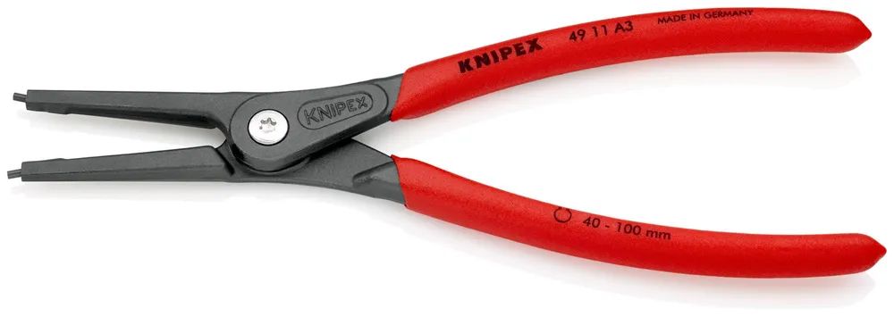 KNIPEX Präzisions-Sicherungsringzange für Außenringe auf Wellen mit rutschhemmendem Kunststoff überzogen grau atramentiert 225 mm