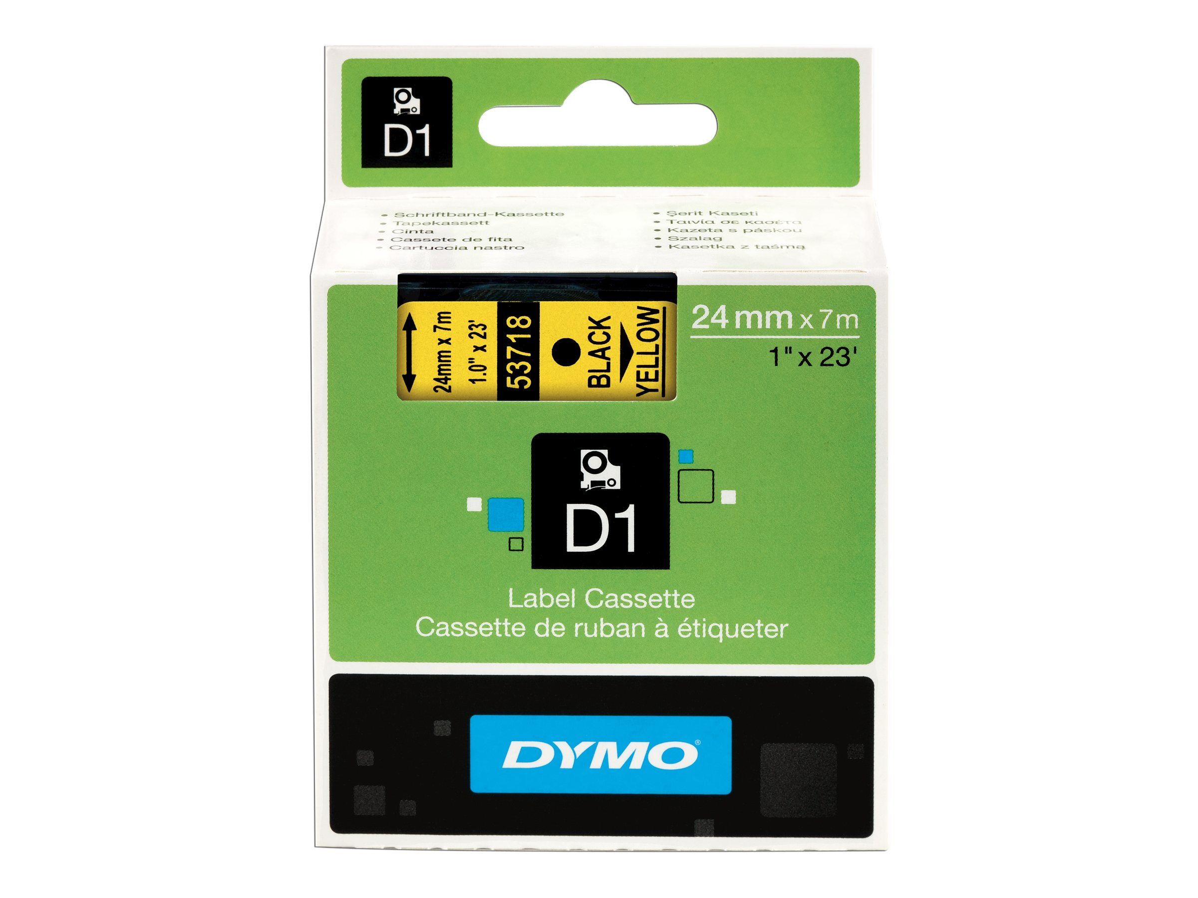 Dymo D1 - Selbstklebend - Schwarz auf Gelb - Rolle (2,4 cm x 7 m)