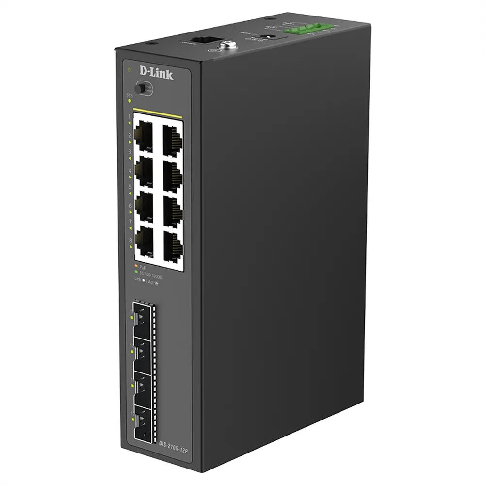 D-Link DIS 210G-12P - Switch - industriell - Smart - 8 x 10/100/1000 (PoE+)