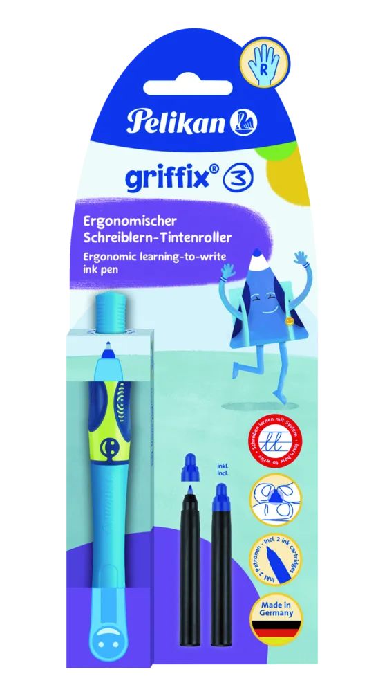 Pelikan griffix® Tintenschreiber für Rechtshänder, Neon Fresh Blue